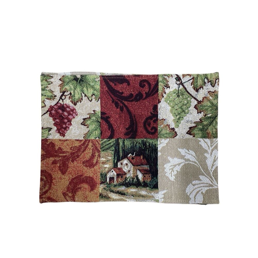 Set of 6 Tapestry Placemats Vineyard Grapes Wine Country